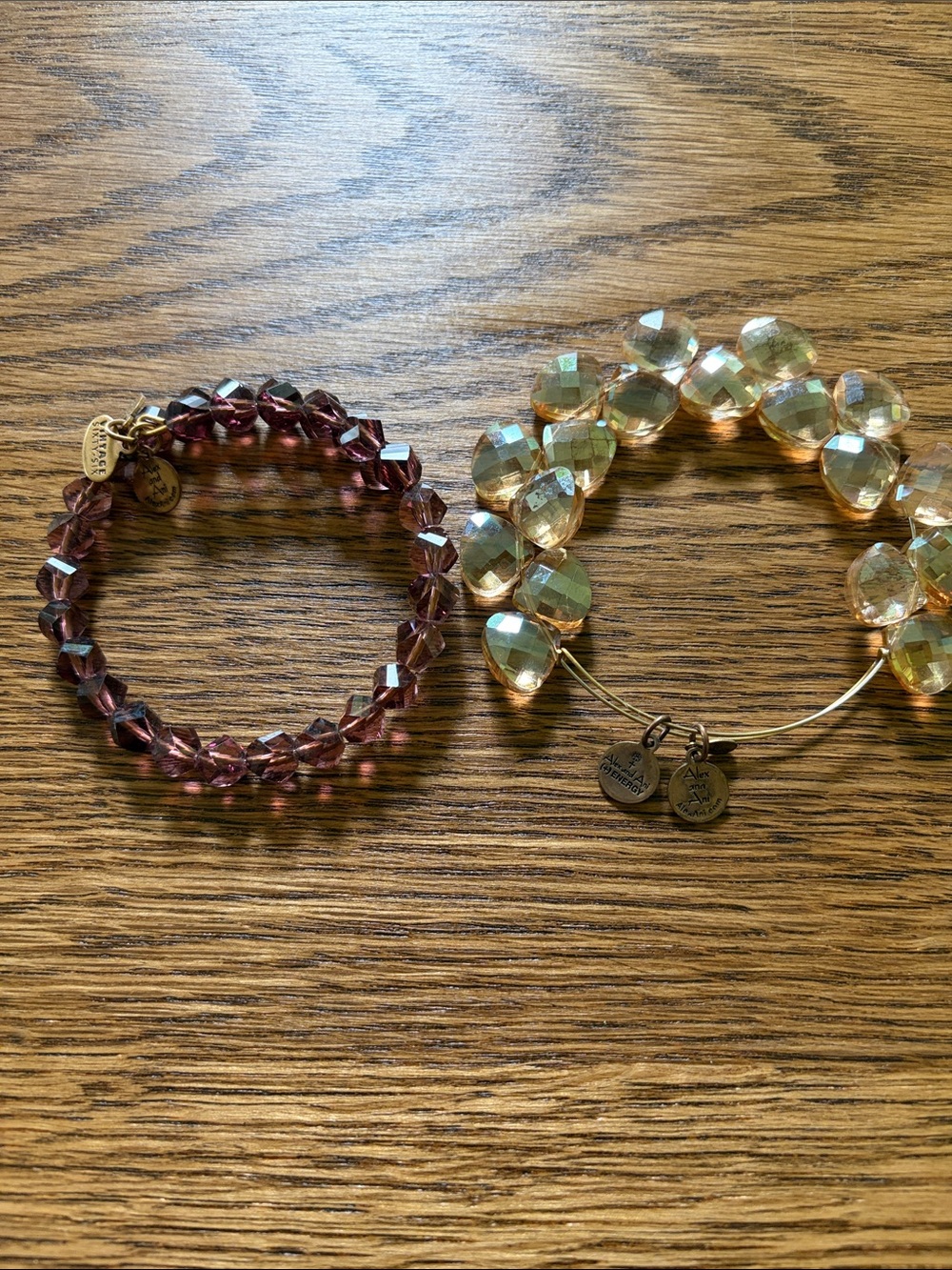 Alex and Ani Purple and Gold Crystal Bracelet Duo